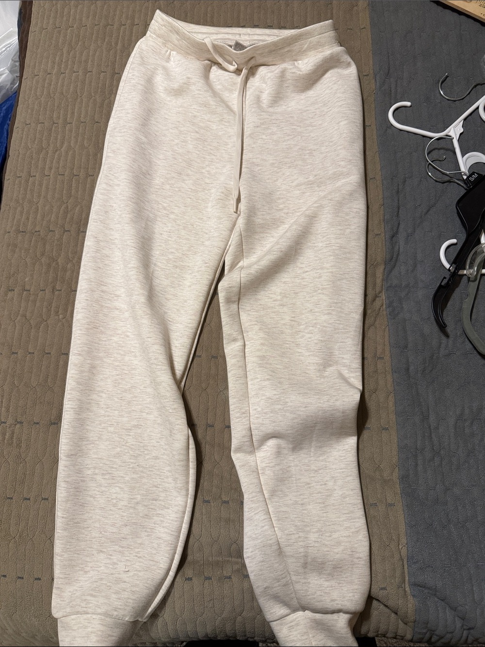 Womens Cozy Drawstring Jogger Pants - Cream